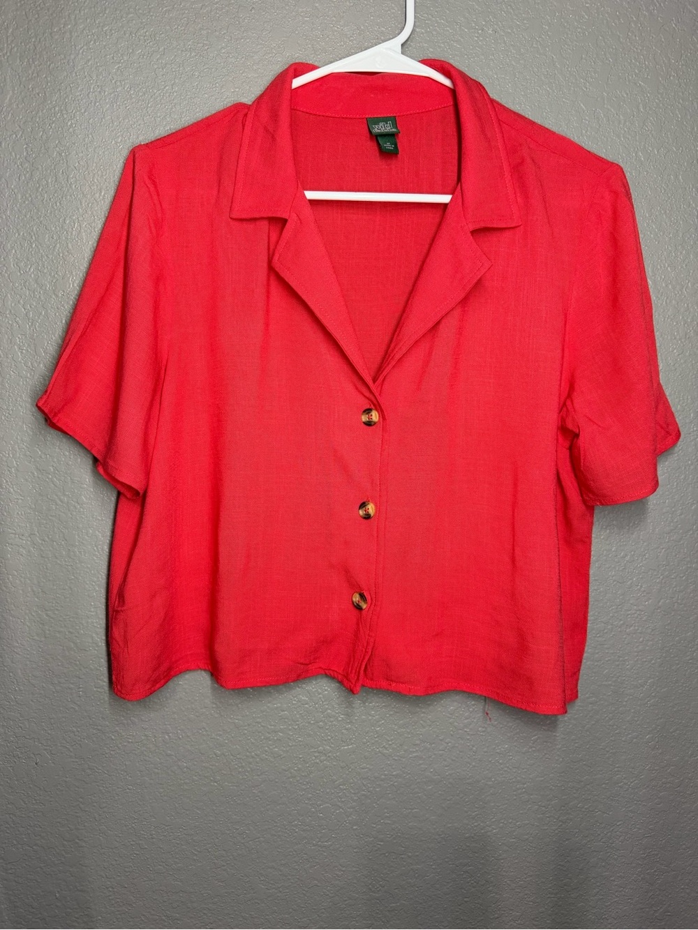 wild fable Coral-Red Short Sleeve Button Down Shirt